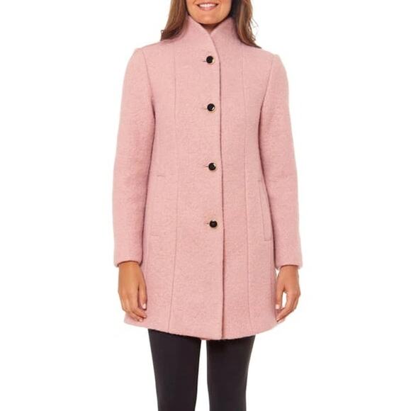 Kate Spade NY Stand-Collar Coat Women S High Neck Wool Blend Jacket Mauve Pink - Picture 1 of 11